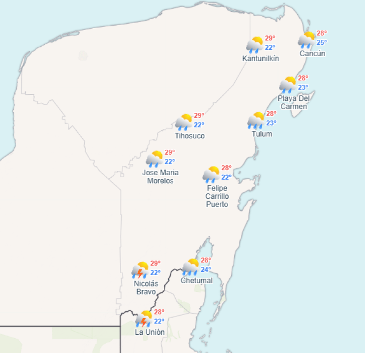 Clima hoy en Cancún y Quintana Roo: lluvias fuertes