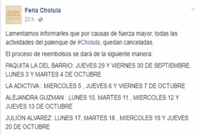 Anuncian cancelaci&oacute;n